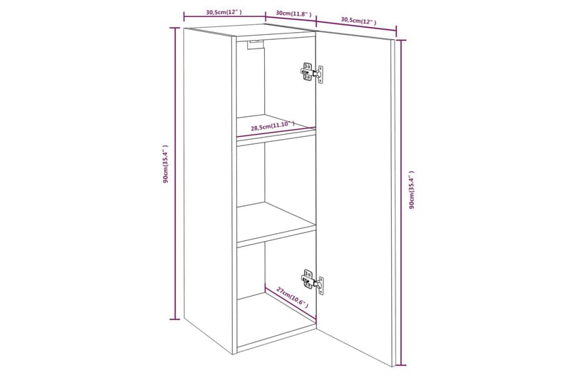 beBasic TV-benk grå sonoma 30,5x30x90 cm konstruert tre - GrÃ¥ - Møbler - Mediamøbel & tv møbel - TV-benk & mediabenk