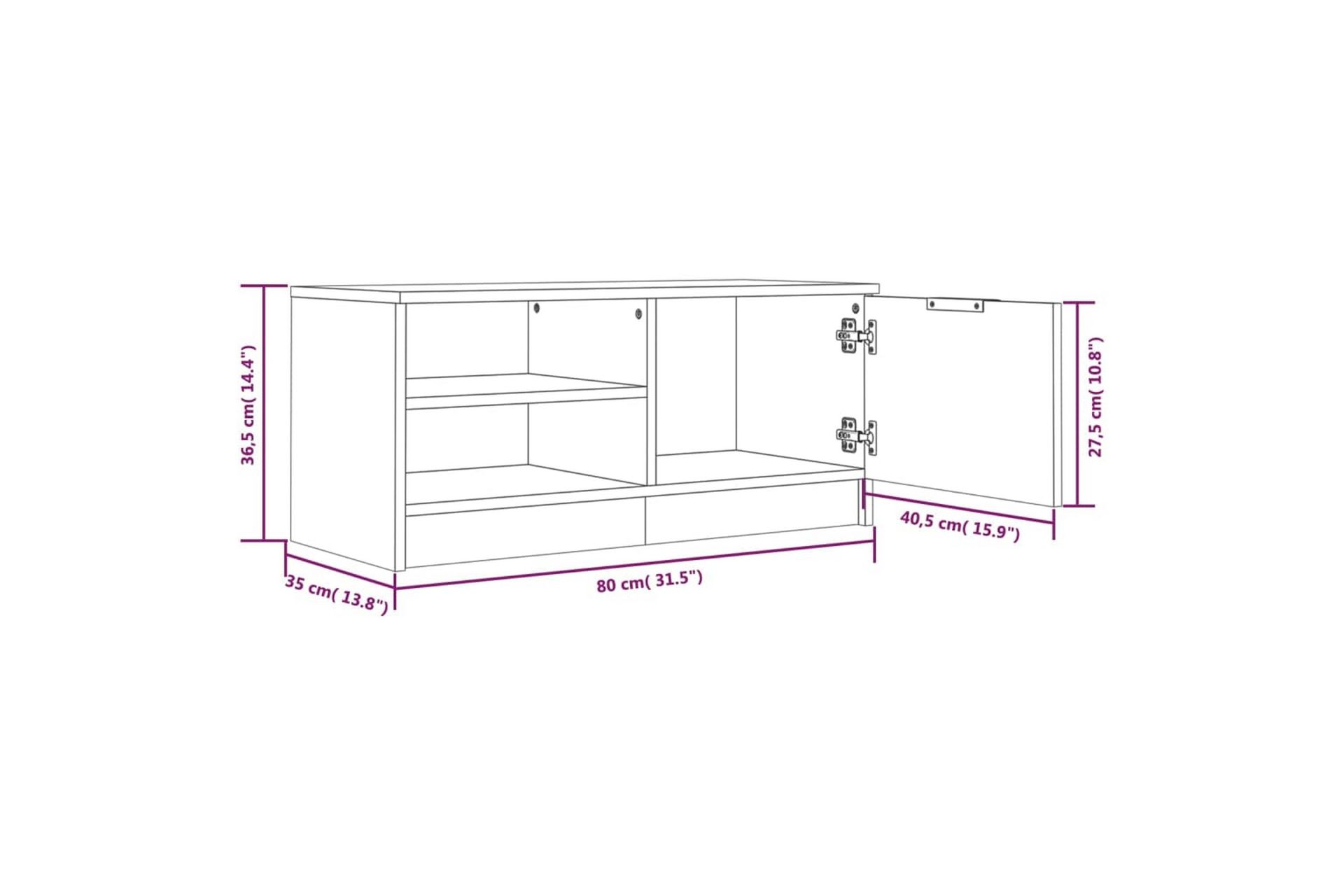 beBasic TV-benk grå sonoma 80x35x36,5 cm konstruert tre - GrÃ¥ - Møbler - Mediamøbel & tv møbel - TV-benk & mediabenk