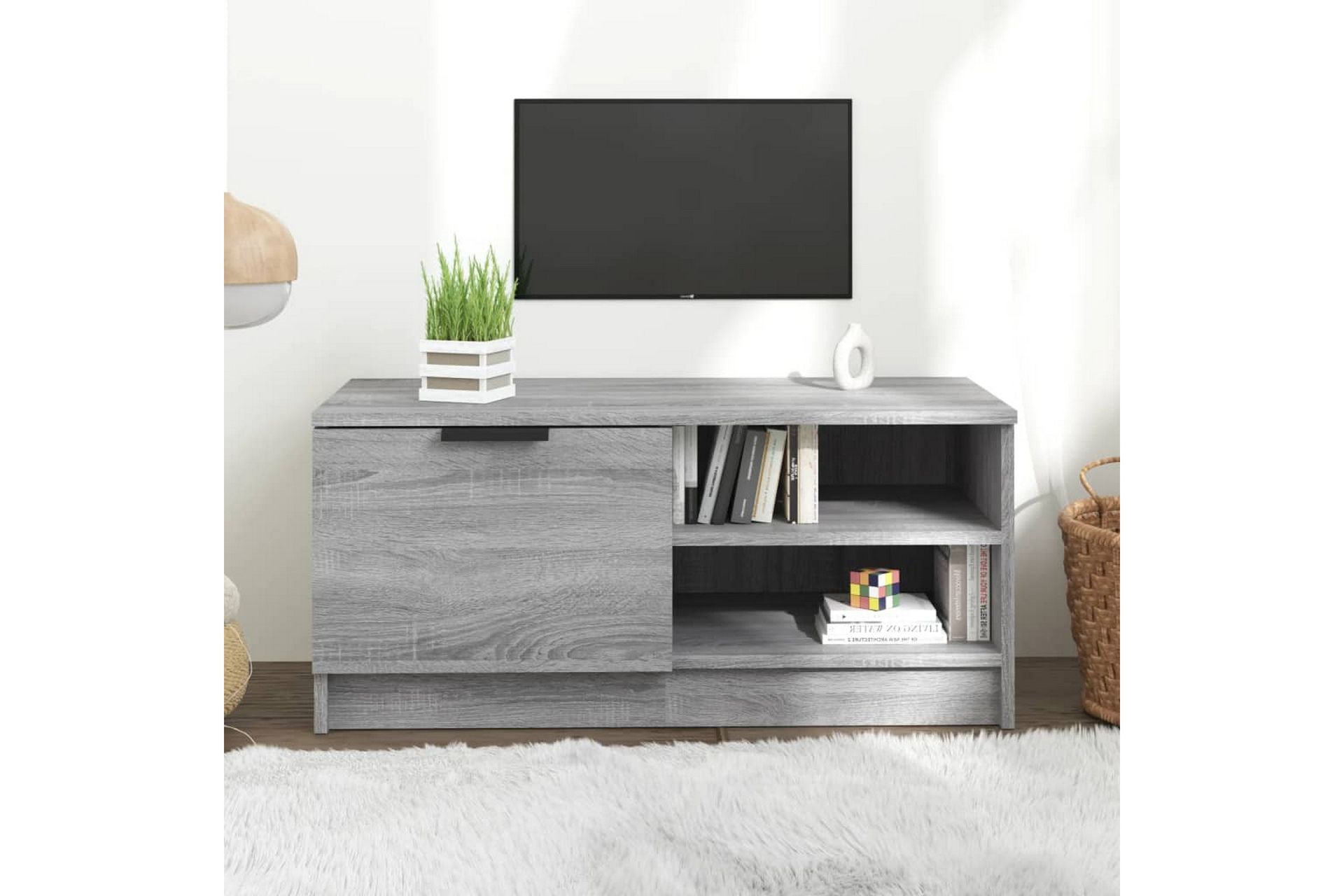 beBasic TV-benk grå sonoma 80x35x36,5 cm konstruert tre - GrÃ¥ - Møbler - Mediamøbel & tv møbel - TV-benk & mediabenk