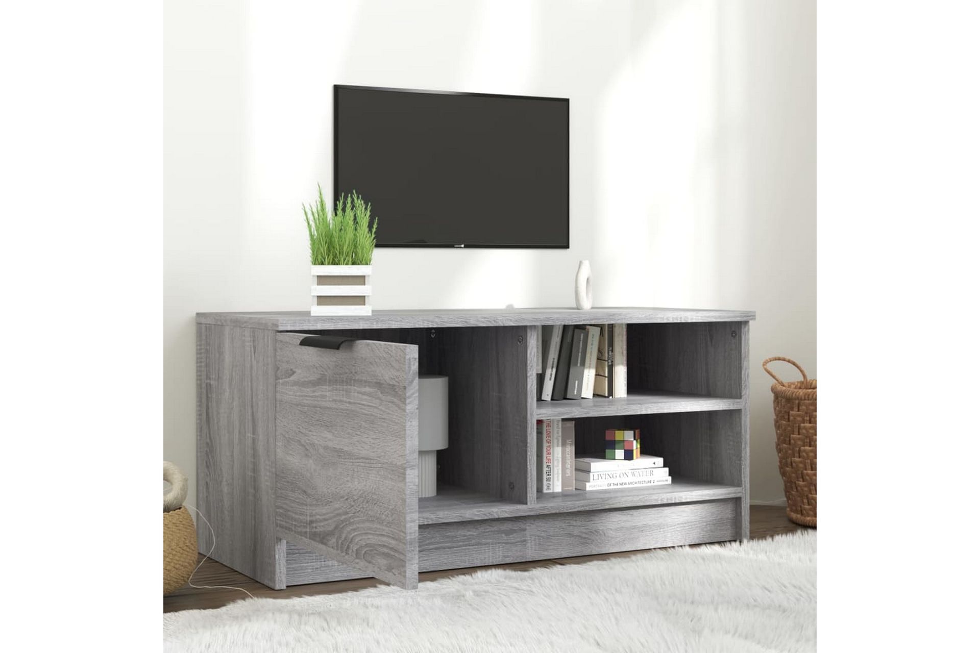 beBasic TV-benk grå sonoma 80x35x36,5 cm konstruert tre - GrÃ¥ - Møbler - Mediamøbel & tv møbel - TV-benk & mediabenk