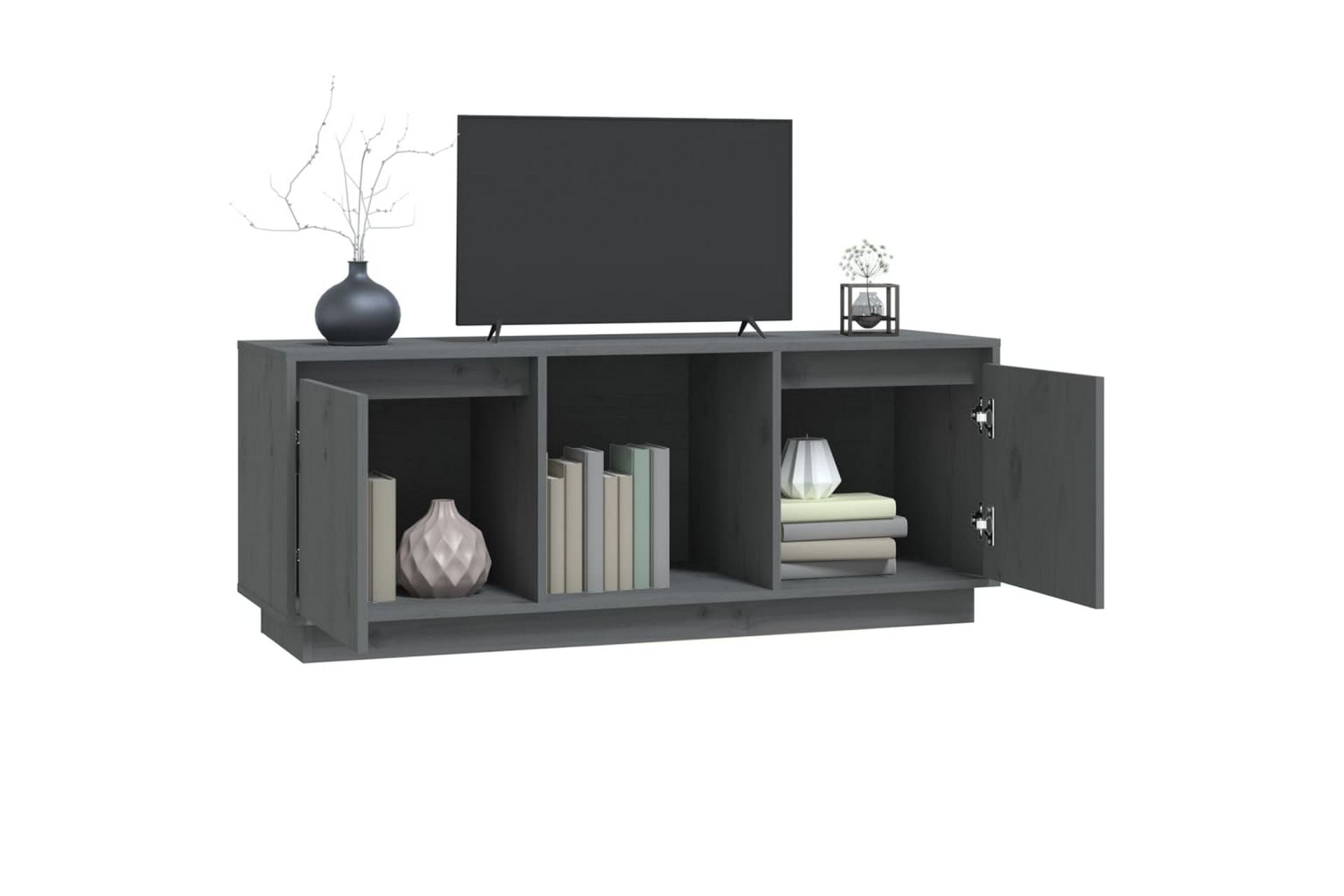 beBasic TV-benk grå110,5x35x44 cm heltre furu - GrÃ¥ - Møbler - Mediamøbel & tv møbel - TV-benk & mediabenk