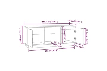 beBasic TV-benk grå110,5x35x44 cm heltre furu - GrÃ¥ - Møbler - Mediamøbel & tv møbel - TV-benk & mediabenk