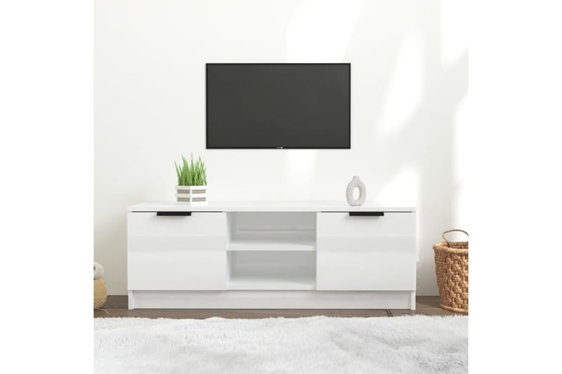beBasic TV-benk høyglans hvit 102x35x36,5 cm konstruert tre - Hvit - TV-benk & mediabenk