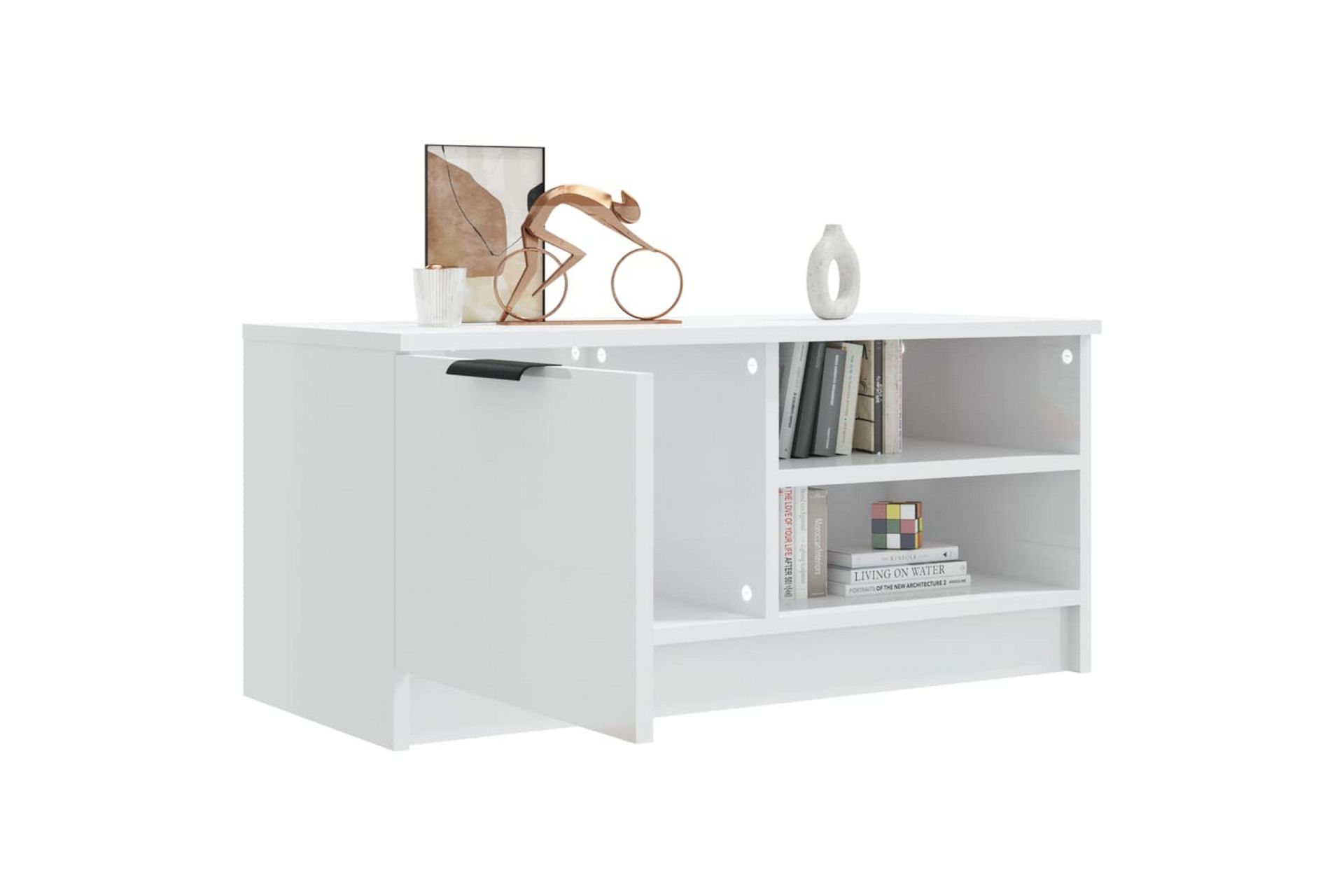 beBasic TV-benk høyglans hvit 80x35x36,5 cm konstruert tre - Hvit - Møbler - Mediamøbel & tv møbel - TV-benk & mediabenk