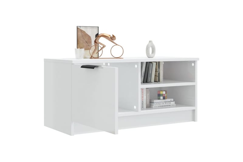 beBasic TV-benk høyglans hvit 80x35x36,5 cm konstruert tre - Hvit - Møbler - Mediamøbel & tv møbel - TV-benk & mediabenk