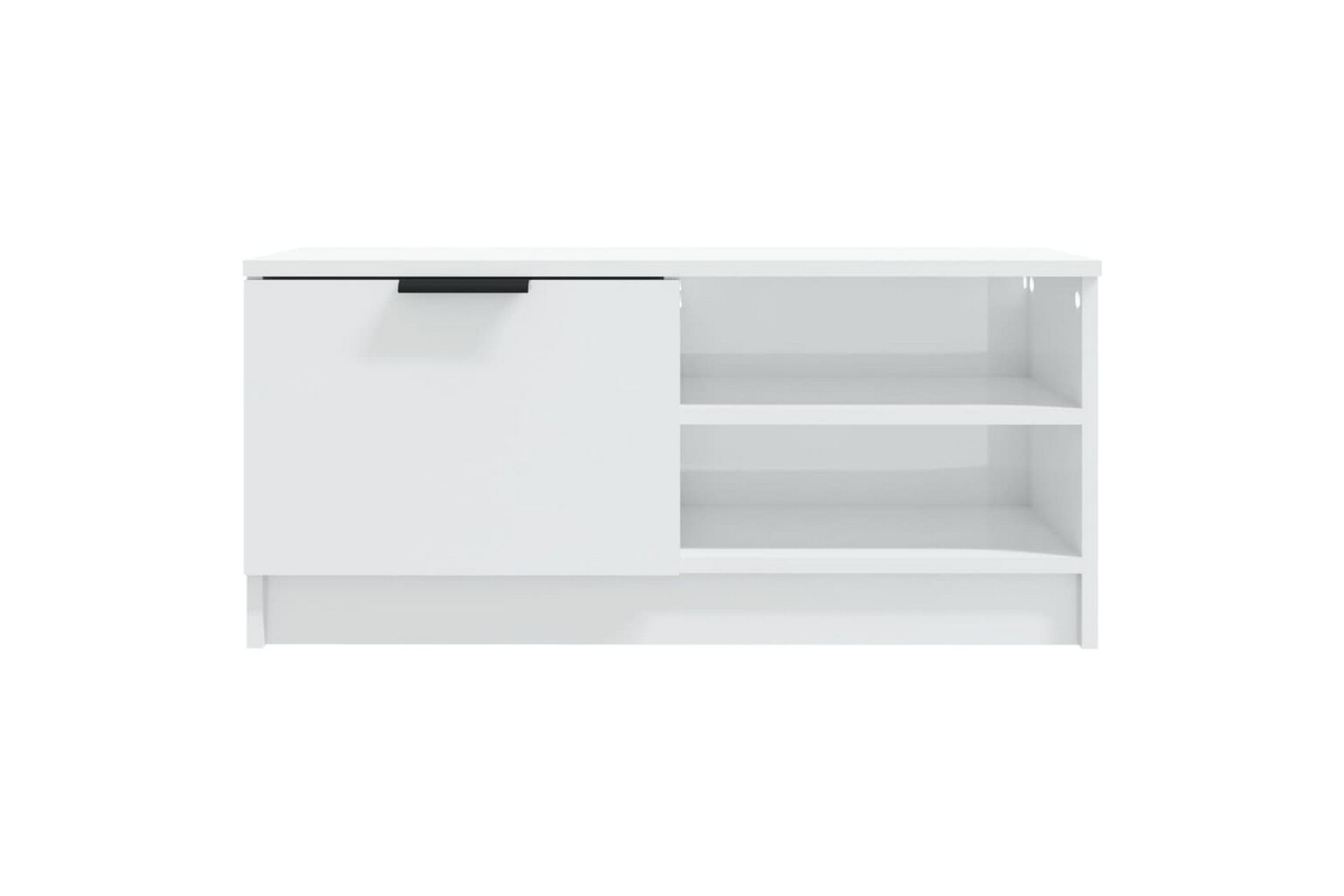 beBasic TV-benk høyglans hvit 80x35x36,5 cm konstruert tre - Hvit - Møbler - Mediamøbel & tv møbel - TV-benk & mediabenk