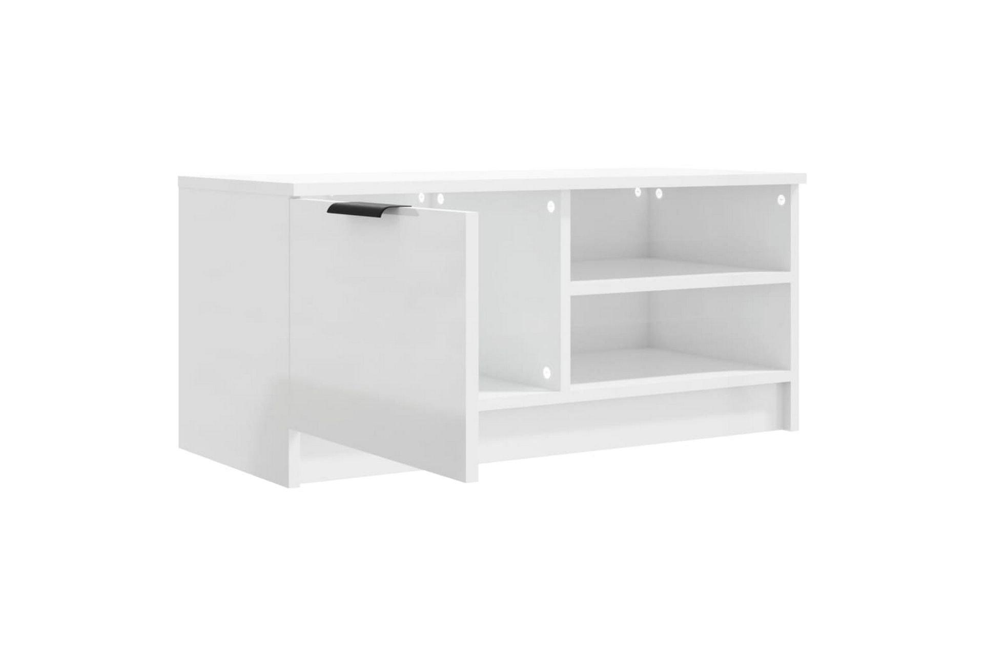 beBasic TV-benk høyglans hvit 80x35x36,5 cm konstruert tre - Hvit - Møbler - Mediamøbel & tv møbel - TV-benk & mediabenk