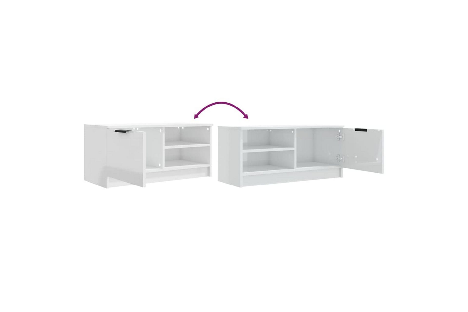 beBasic TV-benk høyglans hvit 80x35x36,5 cm konstruert tre - Hvit - Møbler - Mediamøbel & tv møbel - TV-benk & mediabenk