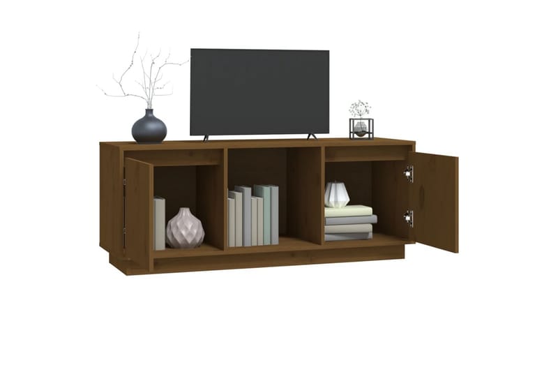 beBasic TV-benk honningbrun 110,5x35x44 cm heltre furu - Brun - TV-benk & mediabenk