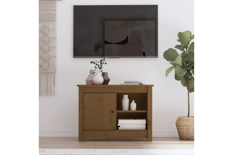 beBasic TV-benk honningbrun 70x36,5x52 cm heltre furu - Brun - TV-benk & mediabenk