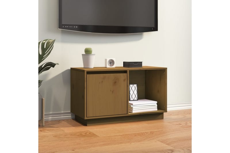 beBasic TV-benk honningbrun 74x35x44 cm heltre furu - Brun - TV-benk & mediabenk