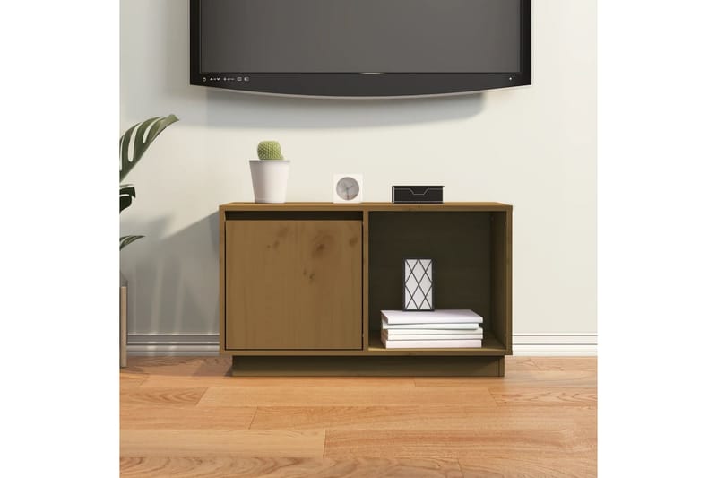 beBasic TV-benk honningbrun 74x35x44 cm heltre furu - Brun - TV-benk & mediabenk