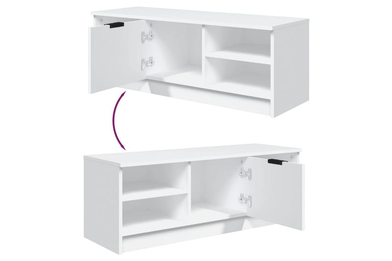 beBasic TV-benk hvit 102x35,5x36,5 cm konstruert tre - Hvit - TV-benk & mediabenk