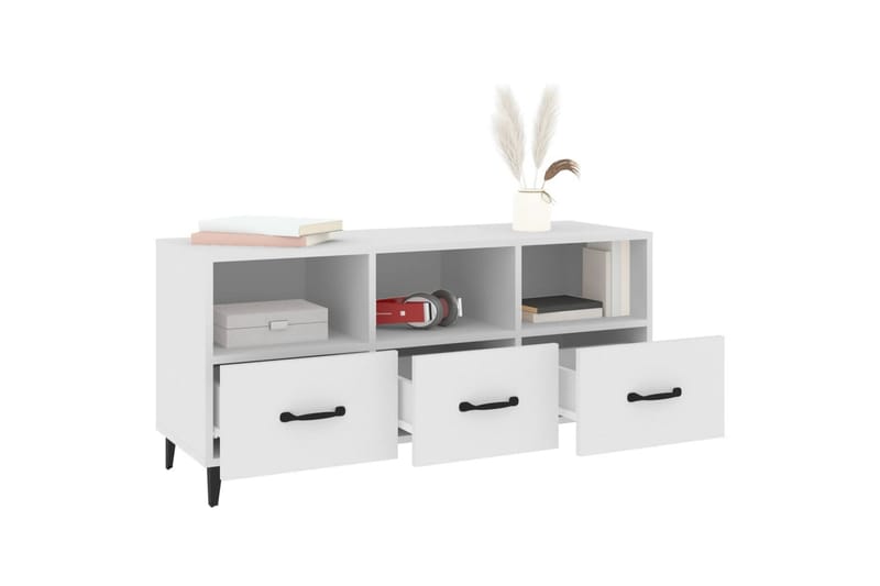 beBasic TV-benk hvit 102x35x50 cm konstruert tre - Hvit - Møbler - Mediamøbel & tv møbel - TV-benk & mediabenk