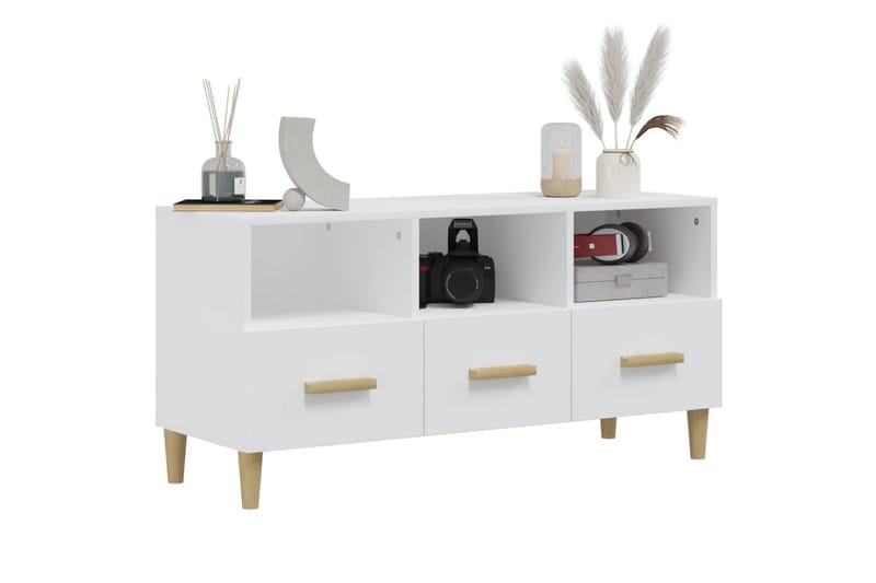 beBasic TV-benk hvit 102x36x50 cm konstruert tre - Hvit - Møbler - Mediamøbel & tv møbel - TV-benk & mediabenk