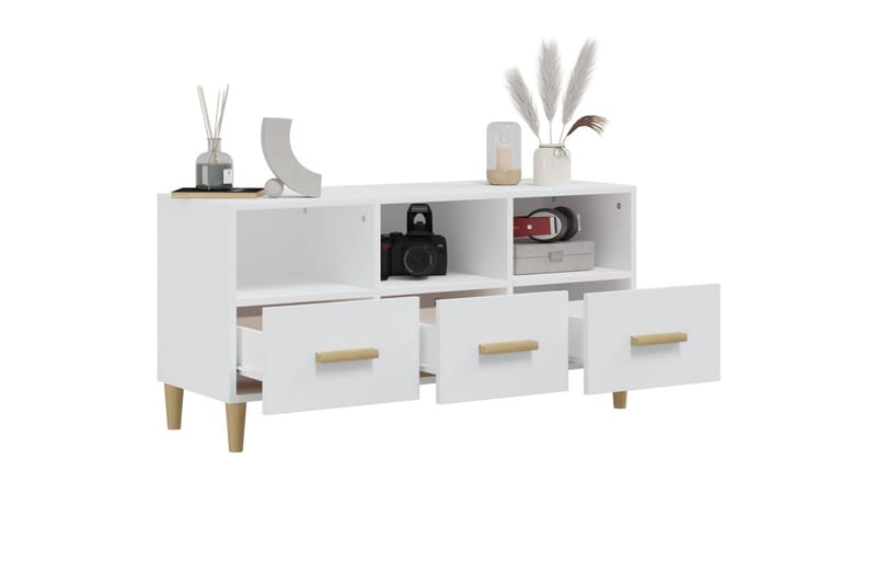beBasic TV-benk hvit 102x36x50 cm konstruert tre - Hvit - Møbler - Mediamøbel & tv møbel - TV-benk & mediabenk