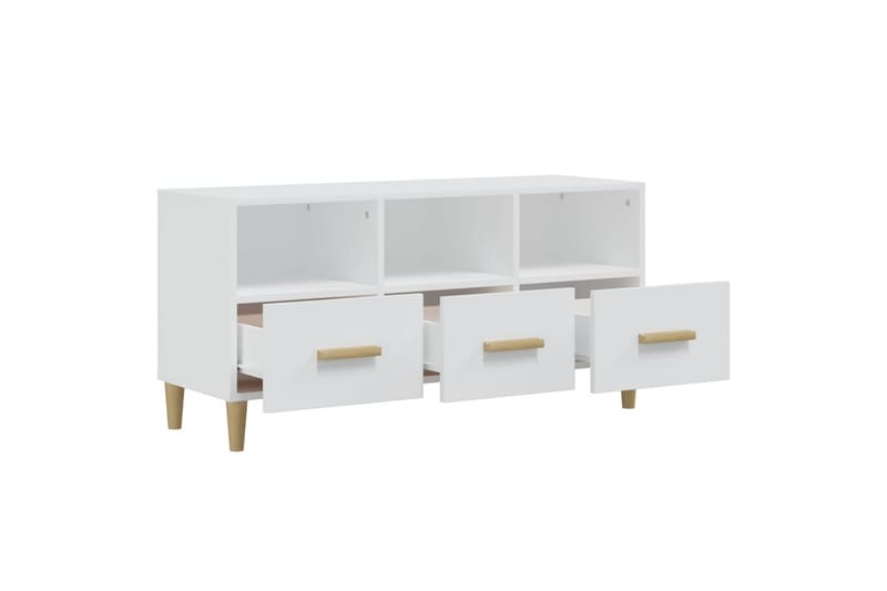 beBasic TV-benk hvit 102x36x50 cm konstruert tre - Hvit - Møbler - Mediamøbel & tv møbel - TV-benk & mediabenk