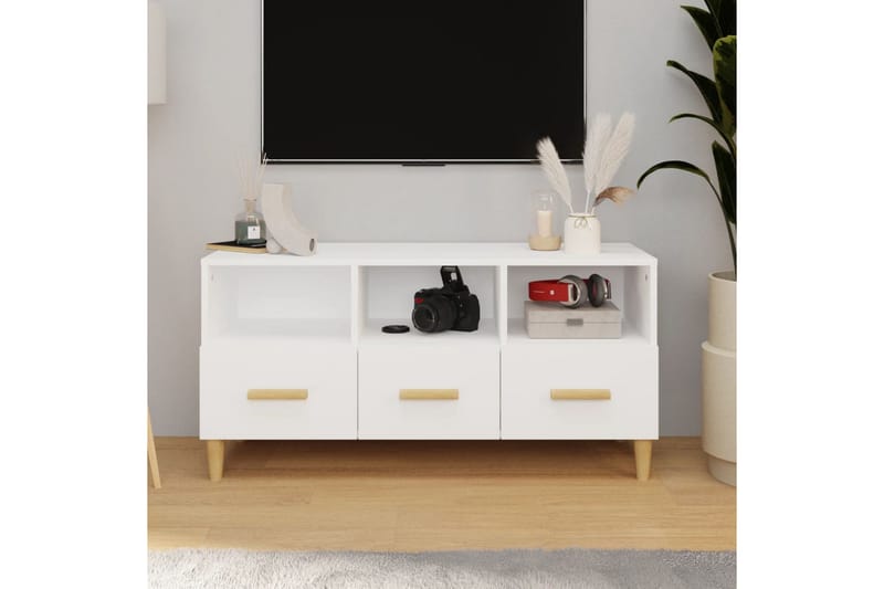 beBasic TV-benk hvit 102x36x50 cm konstruert tre - Hvit - TV-benk & mediabenk