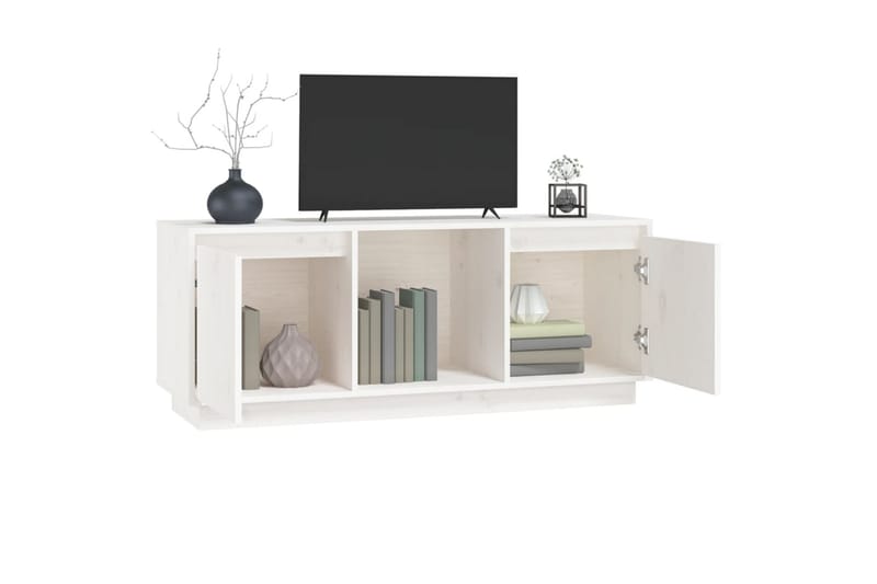 beBasic TV-benk hvit 110,5x35x44 cm heltre furu - Hvit - TV-benk & mediabenk