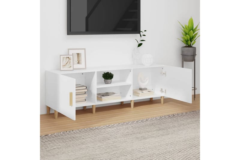 beBasic TV-benk hvit 150x30x50 cm konstruert tre - Hvit - Møbler - Mediamøbel & tv møbel - TV-benk & mediabenk