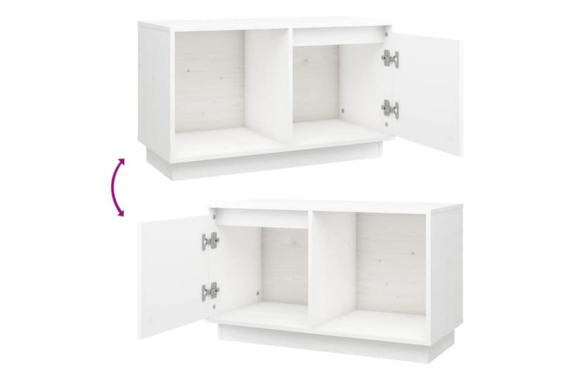 beBasic TV-benk hvit 74x35x44 cm heltre furu - Hvit - Møbler - Mediamøbel & tv møbel - TV-benk & mediabenk