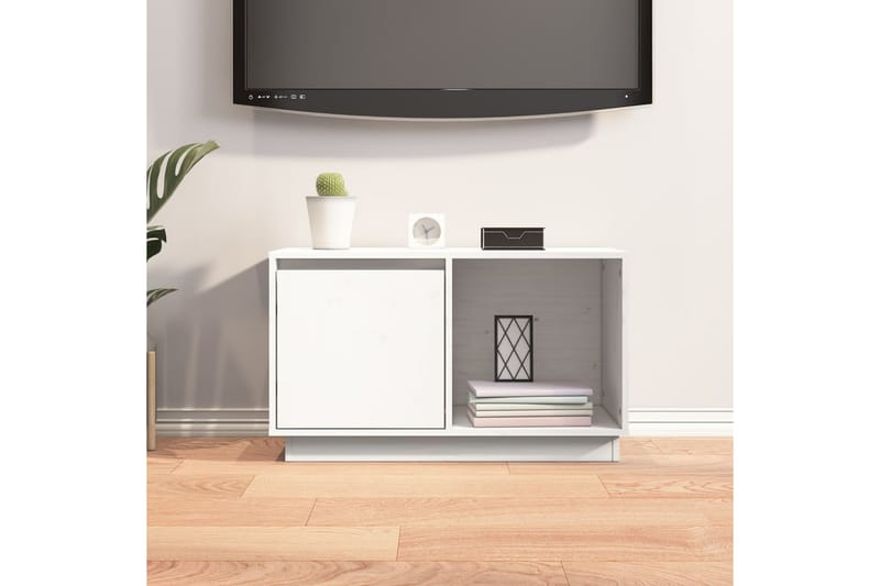 beBasic TV-benk hvit 74x35x44 cm heltre furu - Hvit - TV-benk & mediabenk