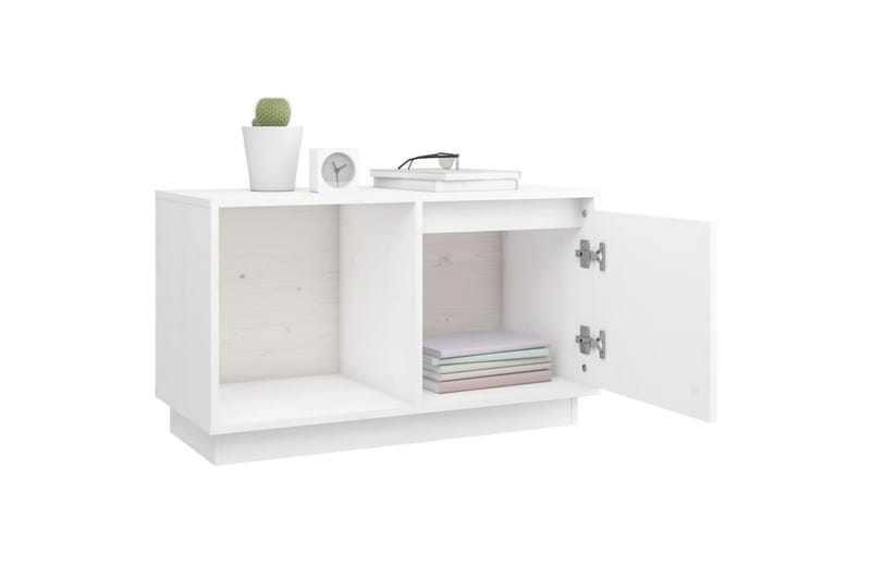 beBasic TV-benk hvit 74x35x44 cm heltre furu - Hvit - TV-benk & mediabenk