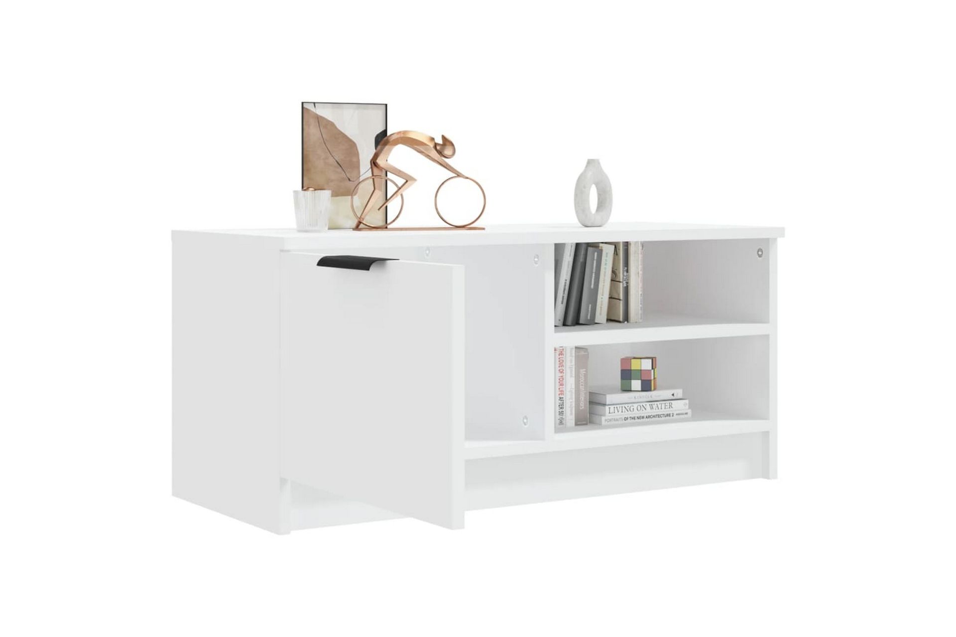 beBasic TV-benk hvit 80x35x36,5 cm konstruert tre - Hvit - Møbler - Mediamøbel & tv møbel - TV-benk & mediabenk