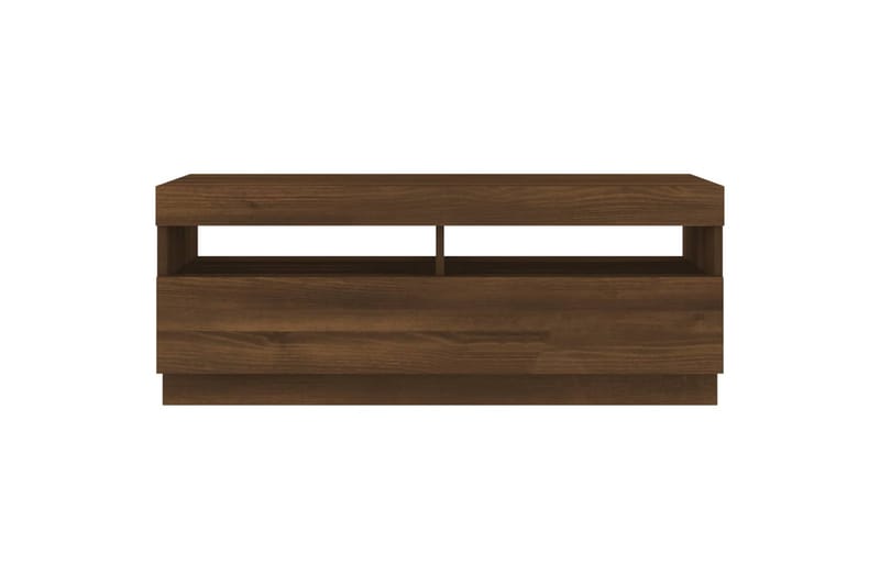 beBasic TV-benk med LED-lys brun eik 100x35x40 cm - Brun - Møbler - Mediamøbel & tv møbel - TV-benk & mediabenk
