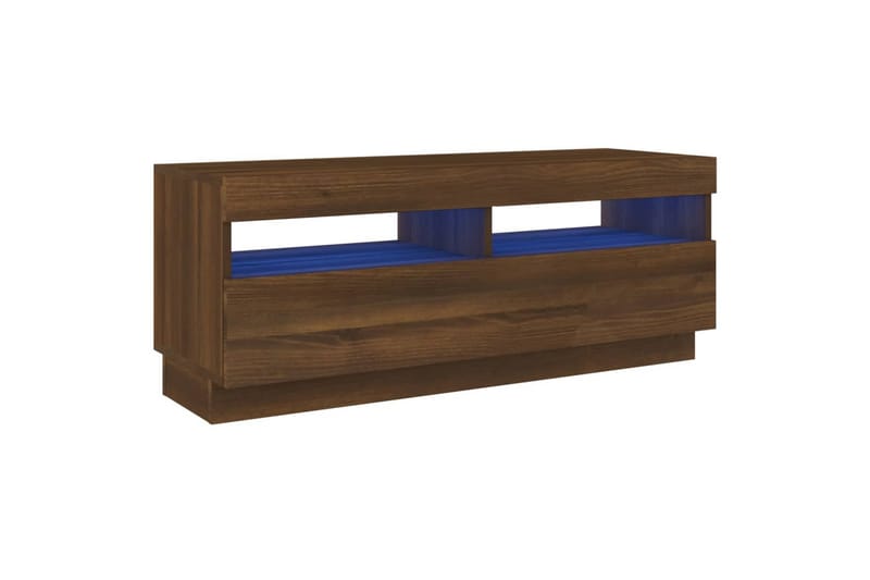 beBasic TV-benk med LED-lys brun eik 100x35x40 cm - Brun - Møbler - Mediamøbel & tv møbel - TV-benk & mediabenk