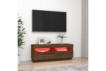 beBasic TV-benk med LED-lys brun eik 100x35x40 cm - Brun - Møbler - Mediamøbel & tv møbel - TV-benk & mediabenk