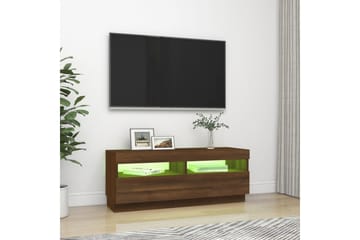 beBasic TV-benk med LED-lys brun eik 100x35x40 cm - Brun - Møbler - Mediamøbel & tv møbel - TV-benk & mediabenk