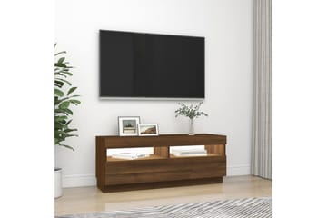 beBasic TV-benk med LED-lys brun eik 100x35x40 cm - Brun - Møbler - Mediamøbel & tv møbel - TV-benk & mediabenk