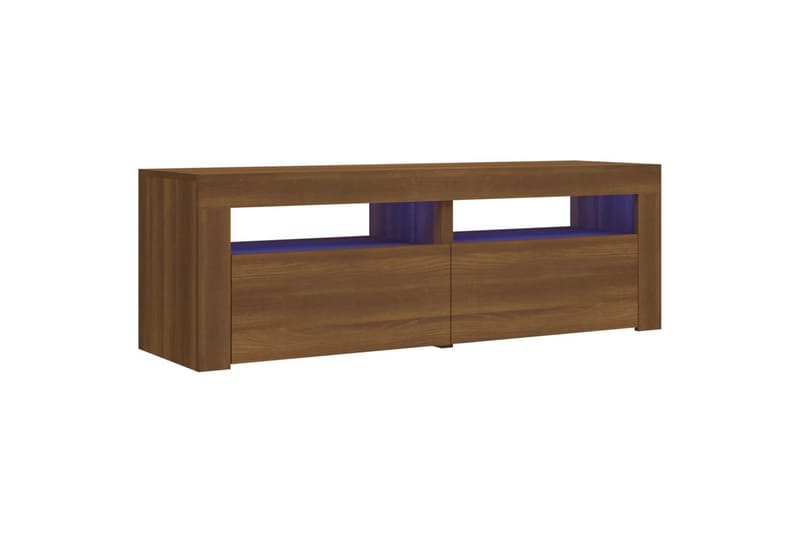beBasic TV-benk med LED-lys brun eik 120x35x40 cm - Brun - Møbler - Mediamøbel & tv møbel - TV-benk & mediabenk