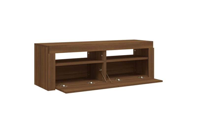 beBasic TV-benk med LED-lys brun eik 120x35x40 cm - Brun - TV-benk & mediabenk