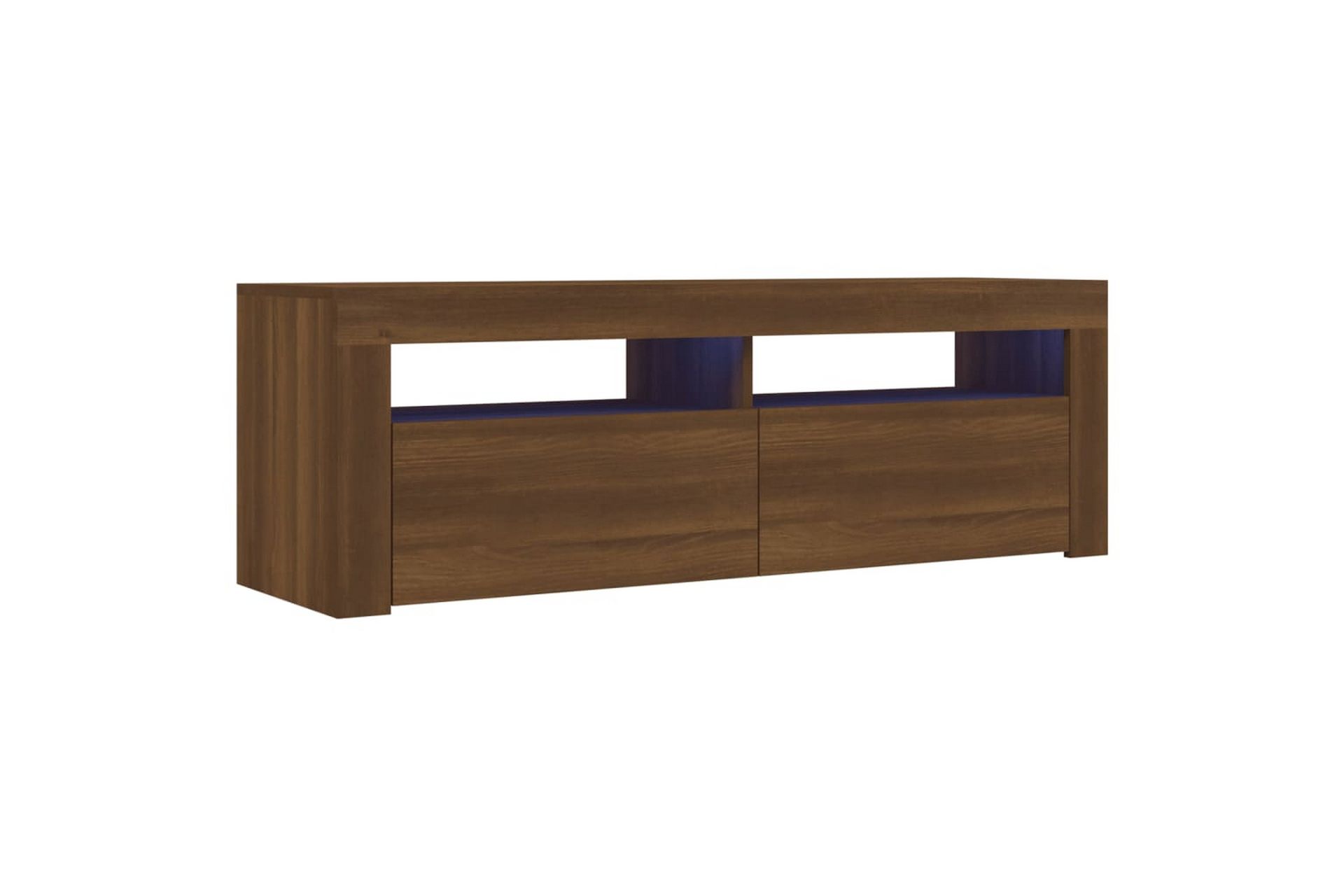 beBasic TV-benk med LED-lys brun eik 120x35x40 cm - Brun - Møbler - Mediamøbel & tv møbel - TV-benk & mediabenk