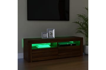 beBasic TV-benk med LED-lys brun eik 120x35x40 cm - Brun - Møbler - Mediamøbel & tv møbel - TV-benk & mediabenk