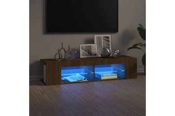beBasic TV-benk med LED-lys brun eik 135x39x30 cm - Brun - Møbler - Mediamøbel & tv møbel - TV-benk & mediabenk