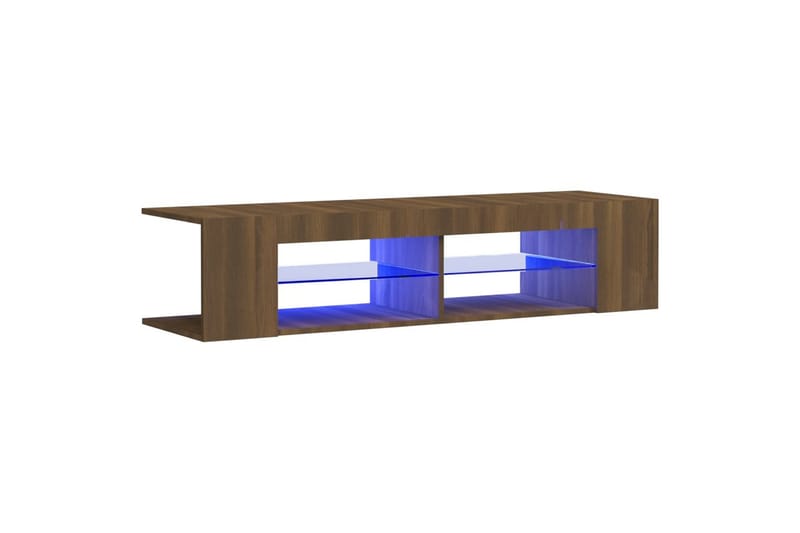 beBasic TV-benk med LED-lys brun eik 135x39x30 cm - Brun - TV-benk & mediabenk