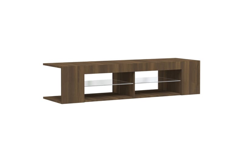 beBasic TV-benk med LED-lys brun eik 135x39x30 cm - Brun - Møbler - Mediamøbel & tv møbel - TV-benk & mediabenk