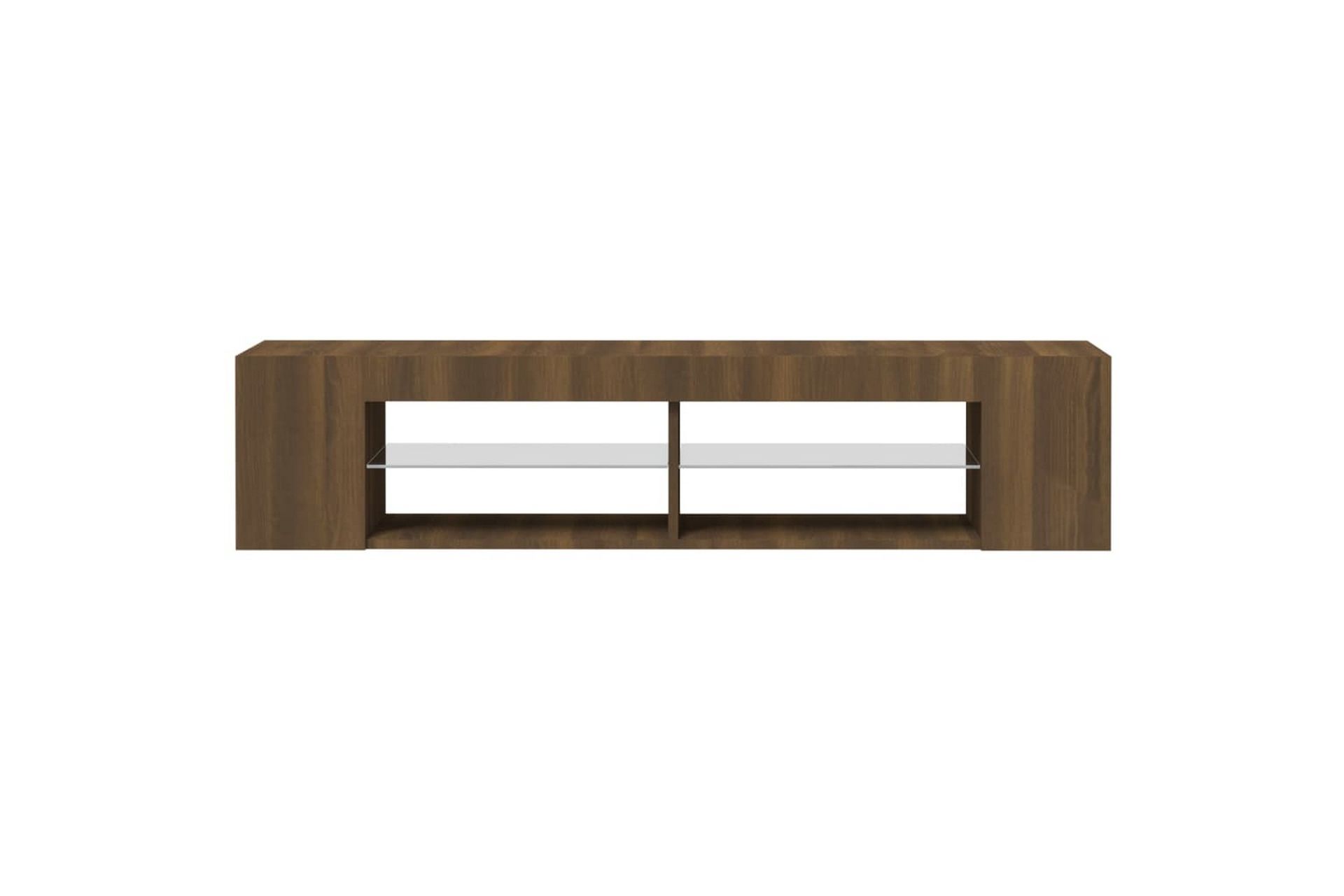 beBasic TV-benk med LED-lys brun eik 135x39x30 cm - Brun - Møbler - Mediamøbel & tv møbel - TV-benk & mediabenk