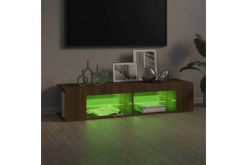 beBasic TV-benk med LED-lys brun eik 135x39x30 cm - Brun - Møbler - Mediamøbel & tv møbel - TV-benk & mediabenk