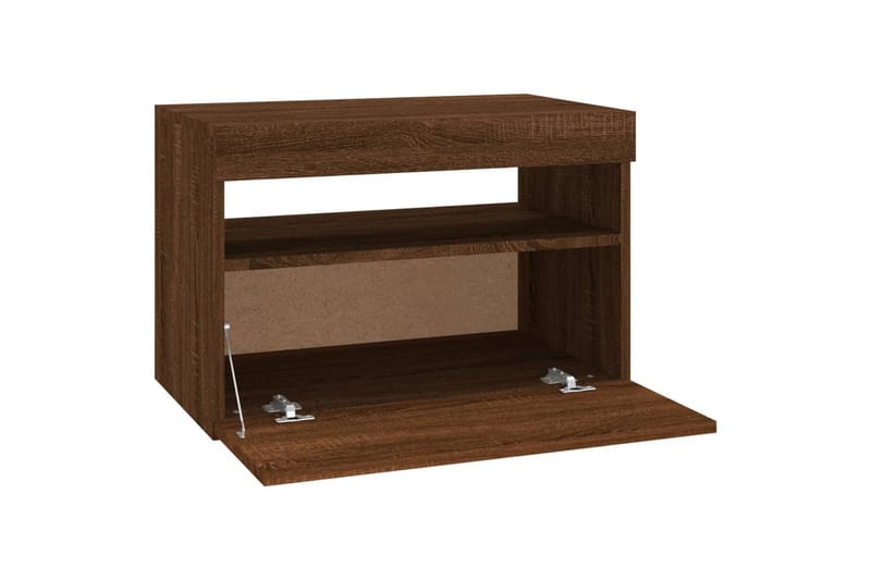 beBasic TV-benk med LED-lys brun eik 60x35x40 cm - Brun - Møbler - Mediamøbel & tv møbel - TV-benk & mediabenk