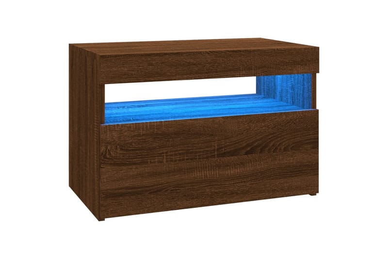 beBasic TV-benk med LED-lys brun eik 60x35x40 cm - Brun - Møbler - Mediamøbel & tv møbel - TV-benk & mediabenk