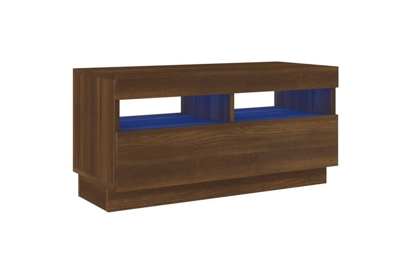 beBasic TV-benk med LED-lys brun eik 80x35x40 cm - Brun - Møbler - Mediamøbel & tv møbel - TV-benk & mediabenk