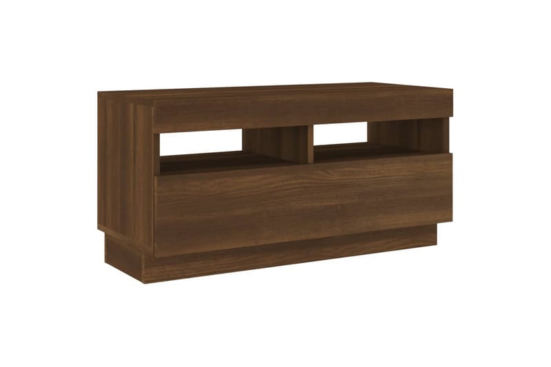 beBasic TV-benk med LED-lys brun eik 80x35x40 cm - Brun - Møbler - Mediamøbel & tv møbel - TV-benk & mediabenk