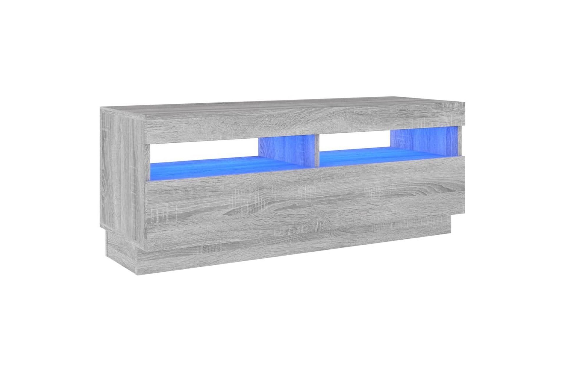 beBasic TV-benk med LED-lys grå sonoma 100x35x40 cm - GrÃ¥ - Møbler - Mediamøbel & tv møbel - TV-benk & mediabenk
