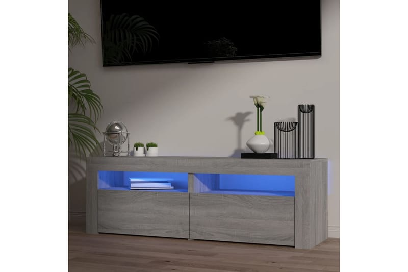 beBasic TV-benk med LED-lys grå sonoma 120x35x40 cm - GrÃ¥ - Møbler - Mediamøbel & tv møbel - TV-benk & mediabenk