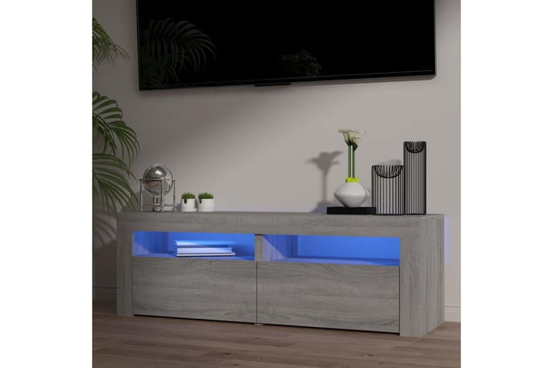 beBasic TV-benk med LED-lys grå sonoma 120x35x40 cm - GrÃ¥ - TV-benk & mediabenk