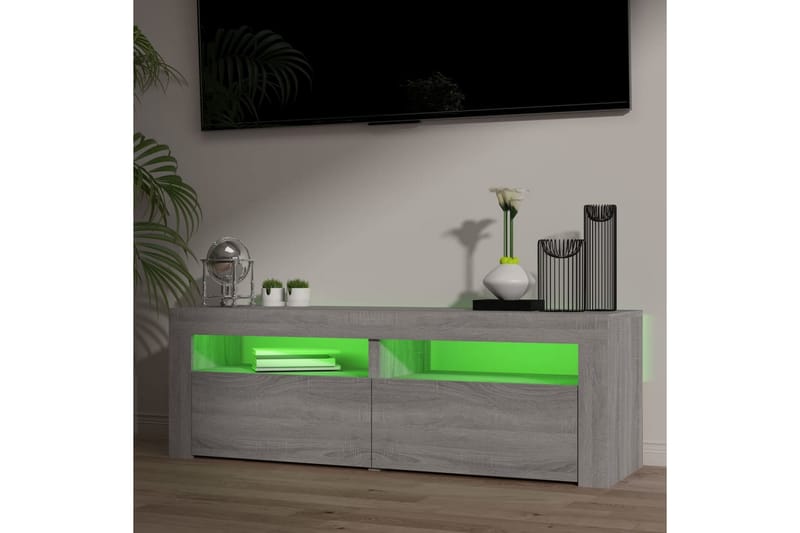 beBasic TV-benk med LED-lys grå sonoma 120x35x40 cm - GrÃ¥ - Møbler - Mediamøbel & tv møbel - TV-benk & mediabenk